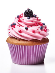 Cupcake Professional Studio Shot Isolated on Clear Background, Food Photography, Generative AI