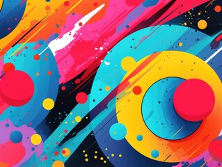 Obraz premium A colorful abstract background with circles and dots. Vibrant pop art image.
