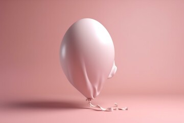 3D rendering of a white balloon on a pink background. Generative AI