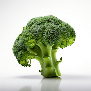 Broccoli Studio Shot Isolated on White Background, Food Photography, Generative AI