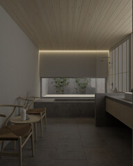 造作洗面と在来風呂　japanese bathroom