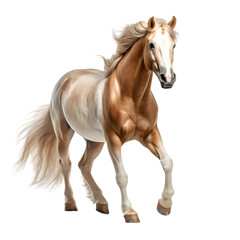 Obraz na płótnie Canvas White horse standing with long mane, white horse galloping on transparent background (png)
