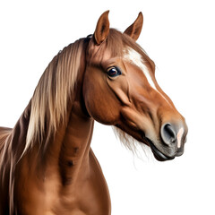 Horse head close up view on transparent background