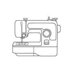 Hand drawn Kids drawing Cartoon Vector illustration sewing machine Isolated on White Background