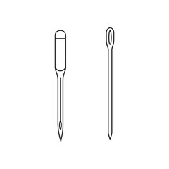 Hand drawn Kids drawing Cartoon Vector illustration machine needle and sewing needle Isolated on White Background