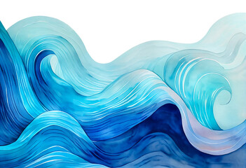 Transparent ocean water wave, isolated blue, teal, turquoise happy cartoon wave for pool party or ocean beach travel. Web wavy art banner, backdrop, background png graphic for copy space text