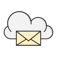 Cloud storage icon symbol vector image. Illustration of the database server hosting cloud system digital design image