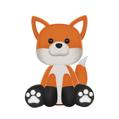 Cute 3D Vector Character Red Fox Toy