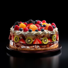 Birthday Cake Studio Shot Isolated on Clear Background, Food Photography, Generative AI