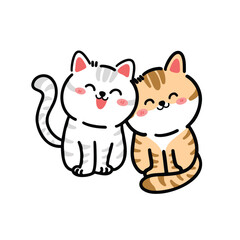 two adorable orange and grey kawaii cat