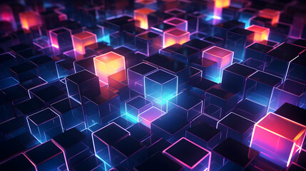 Obraz premium Modern digital abstract 3D background. neon Background