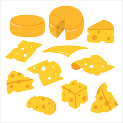 set of kinds of cheese - obrazy, fototapety, plakaty
