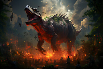 Tyrannosaurus rex dinosaur from the Cretaceous era - obrazy, fototapety, plakaty