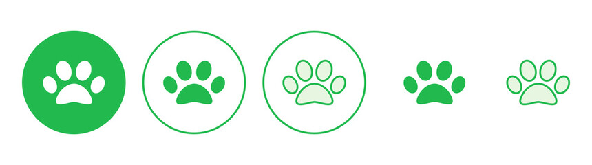 Paw icon set. paw print icon vector. dog or cat paw