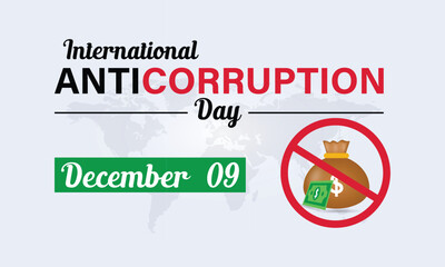 Stop corruption icon. International Anti corruption day. Prohibition sign. Banner, poster, card, background design.
