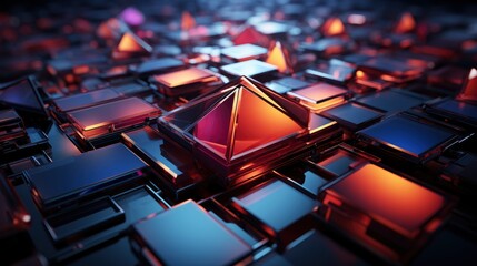 Fototapeta premium Geometric Shapes Neon Lights Background, Background Image ,Desktop Wallpaper Backgrounds, Hd
