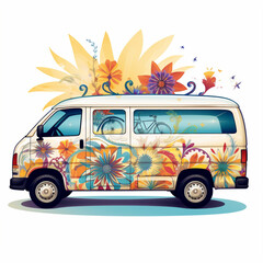 illustration of a traveling van