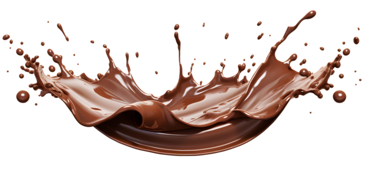 chocolate splash isolated on transparent background - food, drink, lifestyle, diet design element PBG cutout