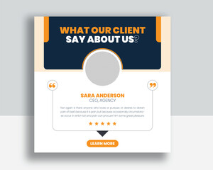 Customer feedback testimonial social media post web banner template	