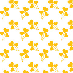 Digital png illustration of yellow pattern of repeated hearts on transparent background