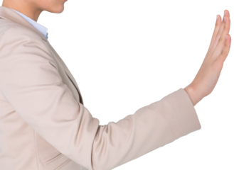Digital png photo of caucasian businesswoman on transparent background