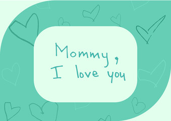 Digital png illustration of hearts and mommy i love you text on transparent background