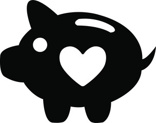 Digital png illustration of piggy bank with heart symbol on transparent background