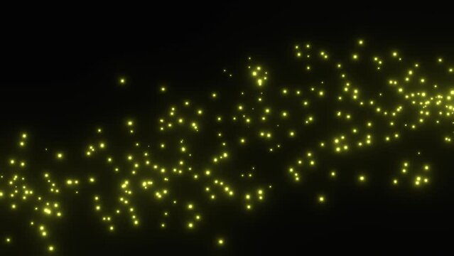 Countless fireflies dance wildly in the deeply night and the light is twinkling.	