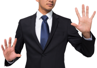 Digital png photo of biracial businessman on transparent background