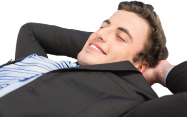 Digital png photo of caucasian businessman resting on transparent background