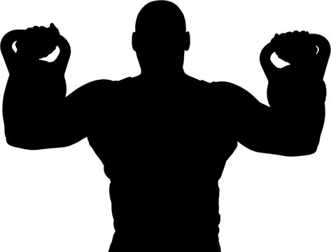Digital png illustration of silhouette of sportsman with weights on transparent background