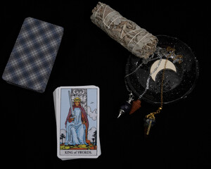 Original Tarot River, photos of the major arcana and objects for rituals, hands