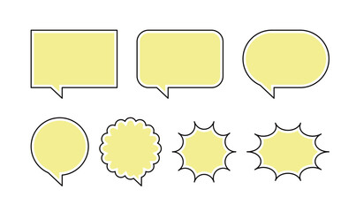 This is a set of speech bubble, chat, talk, speak, communication, dialog, story and message illustrations drawn with simple and modern of various shapes.