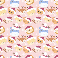 Fototapeta premium Festive Christmas Seamless Pattern Illustration