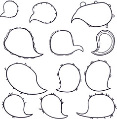 Cartoon dialogue bubbles with different external designs.