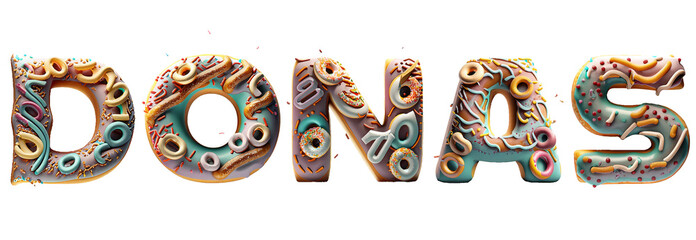 Naklejka premium text DONAS made of donut - generated by ai