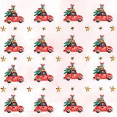 Fototapeta premium Festive Christmas Seamless Pattern Illustration