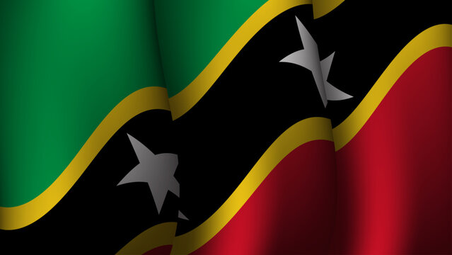 saint kitts and nevis waving flag background design vector illustration - Powered by Adobe