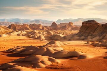 Fototapeta na wymiar Desert landscape. Earthy landforms. Generative AI