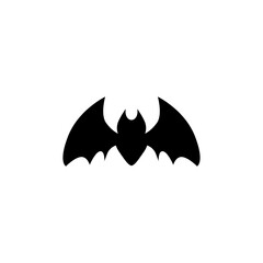 Black bat icon, halloween element.