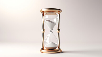 Classic wooden hourglass on white background.