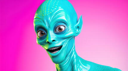 Image of an alien. Humanoid from an other planet portrait on studio background.
