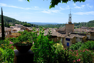 Travel destination, small ancient village Cotignac in Var, Provence, surrounded by vineyards and...