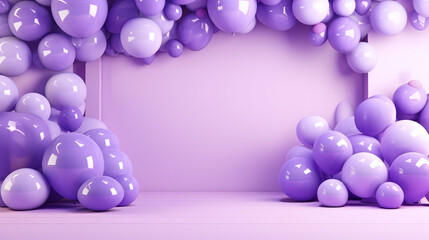 Purple baloon on pastel purple background with copy space.