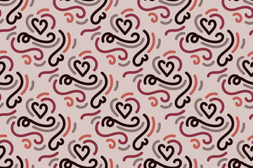 Aesthetic Contemporary printable seamless pattern with abstract Minimal elegant line brush stroke shapes and line in nude colors. Pastel boho background in minimalist mid century style vector