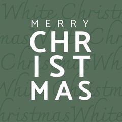 Illustration of merry christmas and white christmas text on gray background