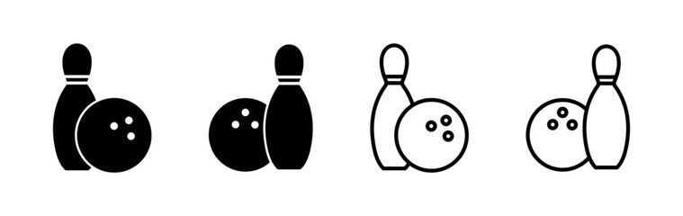 Bowling icon vector. Bowling ball and pin icon. Bowling pins with ball icon.