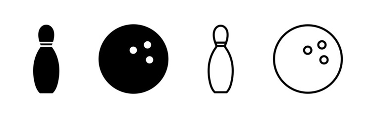 Bowling icon vector. Bowling ball and pin icon. Bowling pins with ball icon.