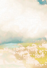 Fototapeta na wymiar Impressionistic Soft Cloudscape, Landscape, Seascape w/ Texture-Digital Painting, Illustration, Design, Art, Artwork, Background, Backdrop, Wallpaper, border, Social Media Post, Ad, Publication