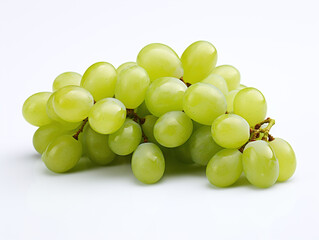 Green grapes on isolated white background.